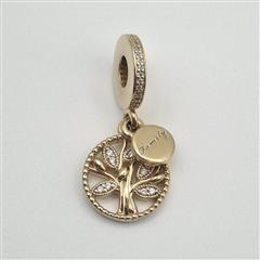 Pandora S925 ALE 14K Gold Plated Sparkling Family Tree Dangle Charm 768661C01